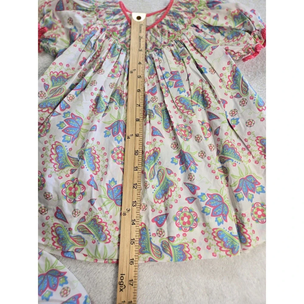 Petit Ami Baby Girls 9M Smocked Paisley Floral Dress and Bloomers Set Multicolor